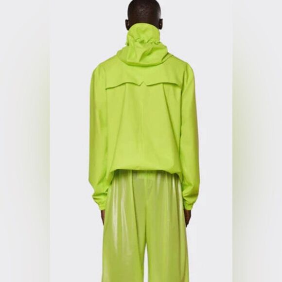 NWT RAINS Unisex Storm Breaker Rain Jacket Reflective Lime Color Full Zip - XL - Picture 11 of 12